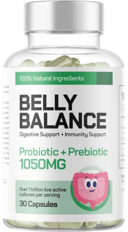 Belly Balance product bottle with benefit labels